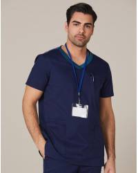 V-Neck Contrast Scrub Top, Men's